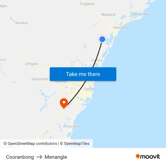 Cooranbong to Menangle map