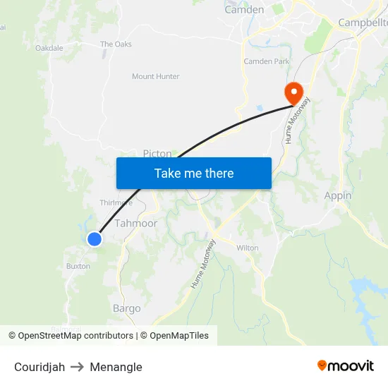 Couridjah to Menangle map