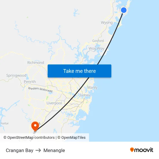 Crangan Bay to Menangle map