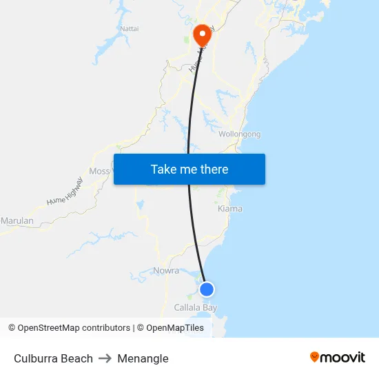 Culburra Beach to Menangle map
