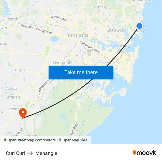 Curl Curl to Menangle map