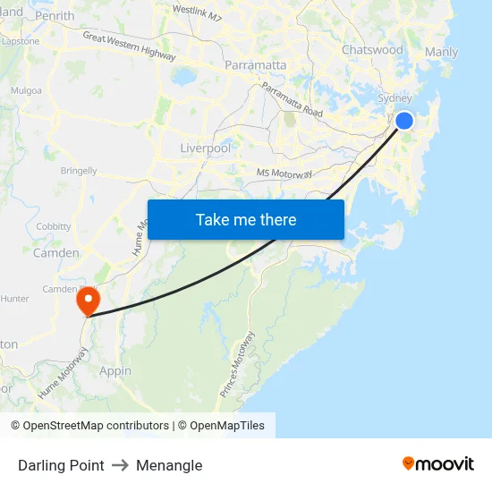 Darling Point to Menangle map