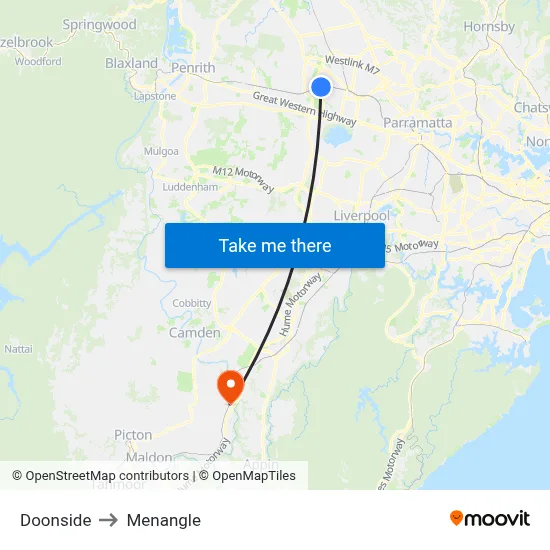 Doonside to Menangle map