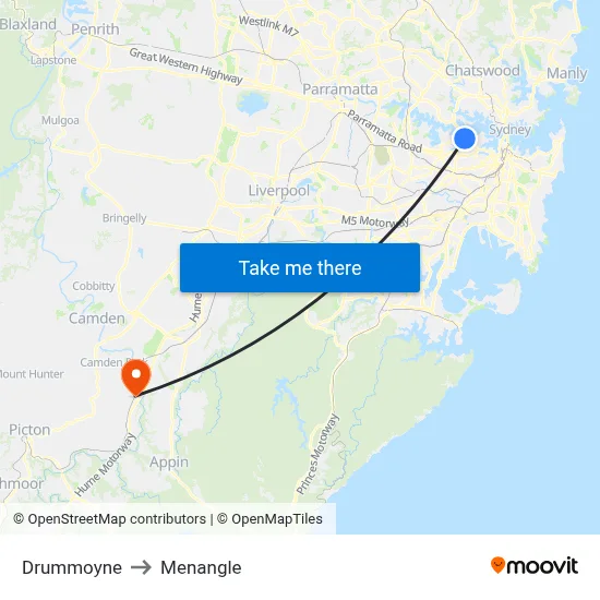 Drummoyne to Menangle map