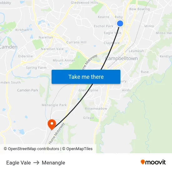 Eagle Vale to Menangle map