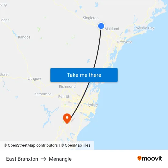 East Branxton to Menangle map