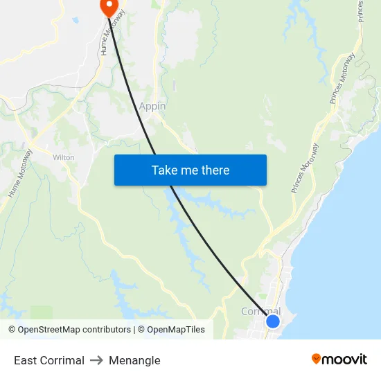East Corrimal to Menangle map