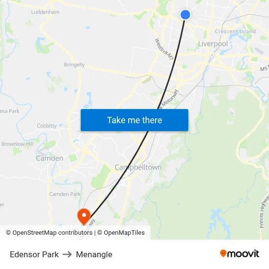 Edensor Park to Menangle map