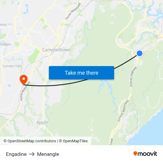 Engadine to Menangle map