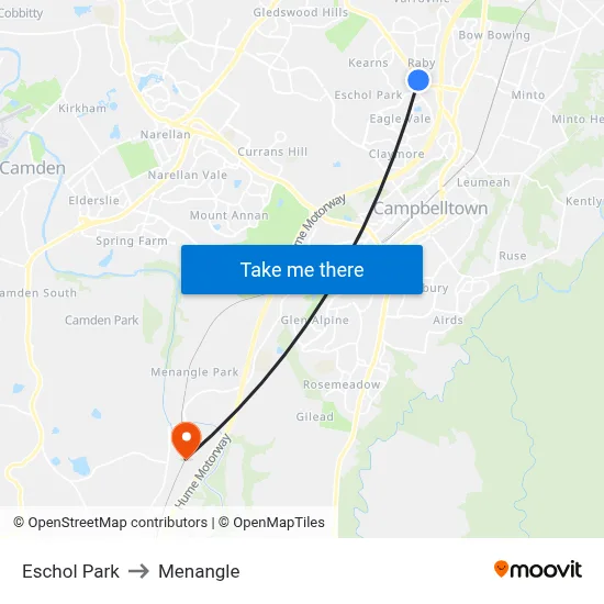 Eschol Park to Menangle map