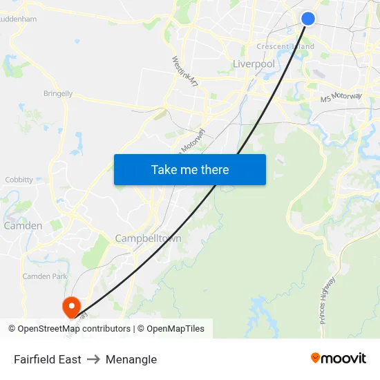 Fairfield East to Menangle map