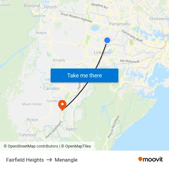 Fairfield Heights to Menangle map