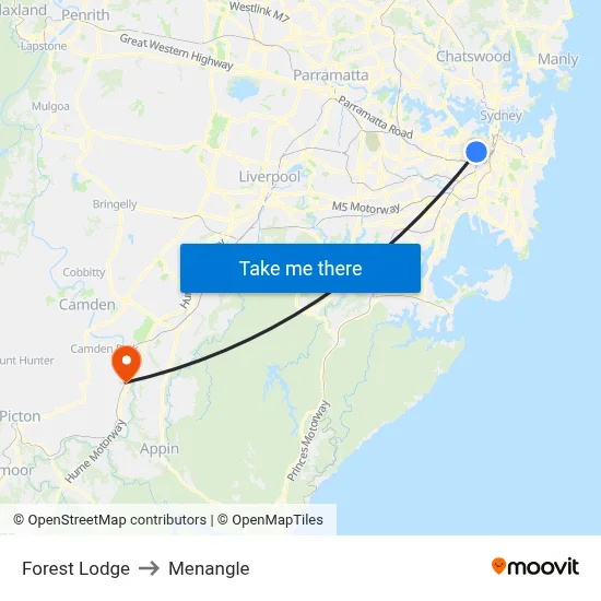 Forest Lodge to Menangle map