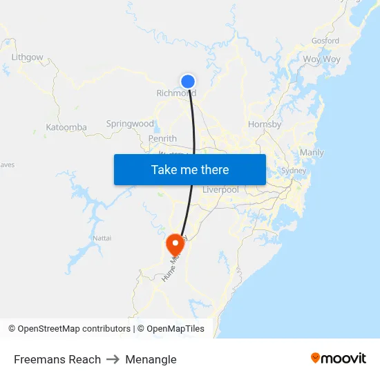 Freemans Reach to Menangle map