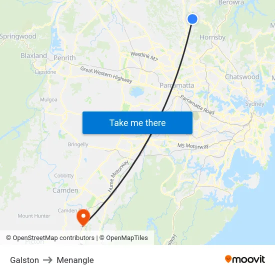 Galston to Menangle map
