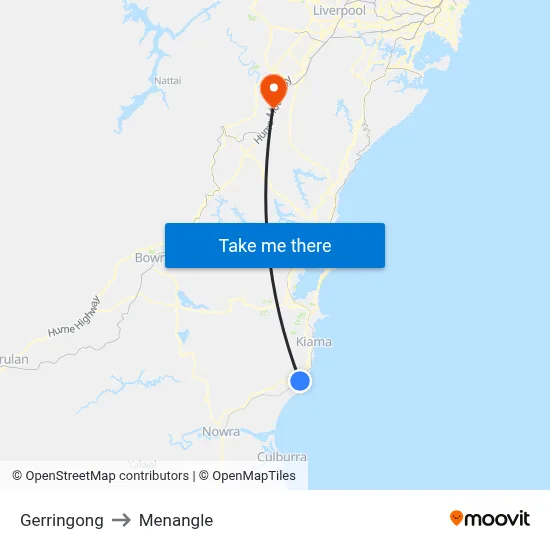 Gerringong to Menangle map