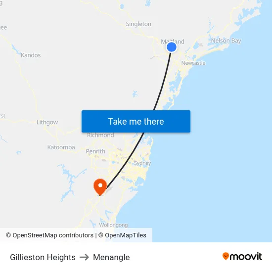 Gillieston Heights to Menangle map