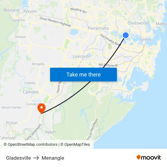 Gladesville to Menangle map