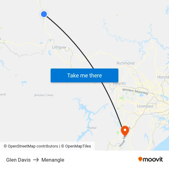 Glen Davis to Menangle map