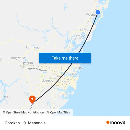 Gorokan to Menangle map