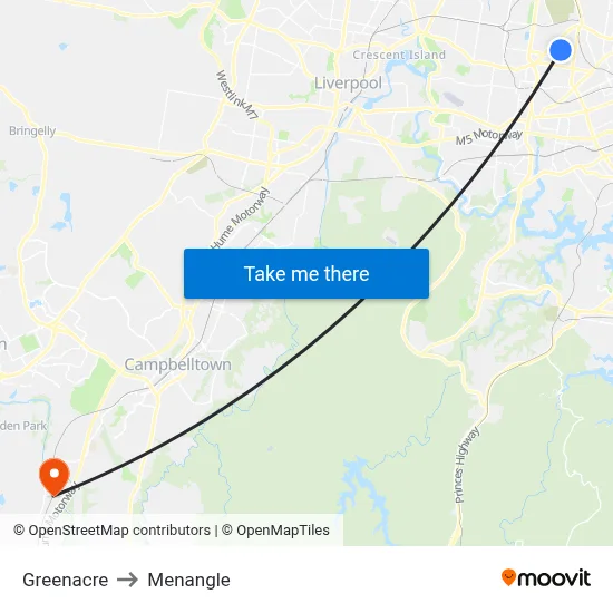 Greenacre to Menangle map