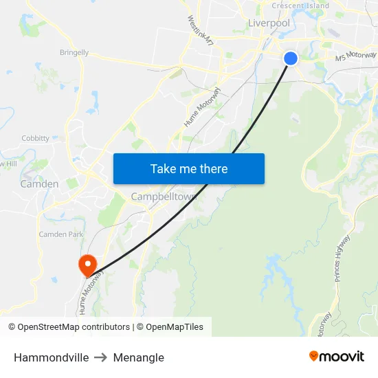 Hammondville to Menangle map