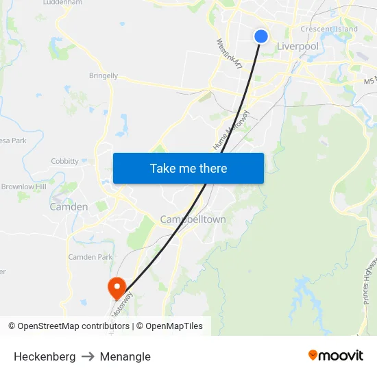 Heckenberg to Menangle map