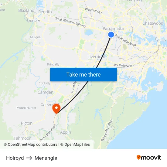 Holroyd to Menangle map