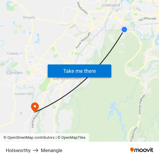 Holsworthy to Menangle map