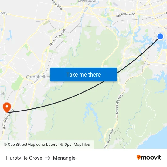 Hurstville Grove to Menangle map