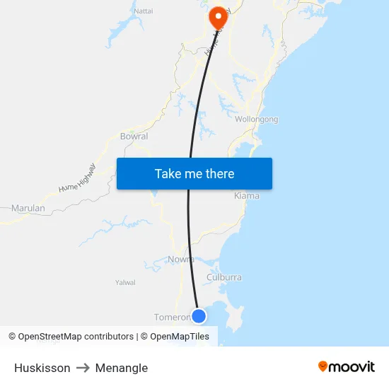 Huskisson to Menangle map