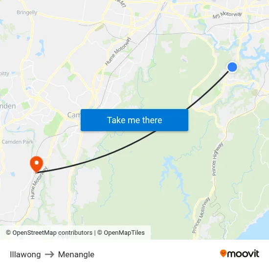 Illawong to Menangle map
