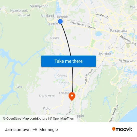 Jamisontown to Menangle map