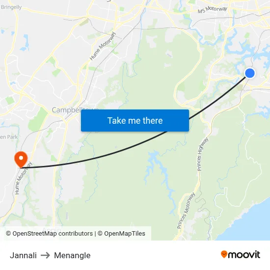 Jannali to Menangle map