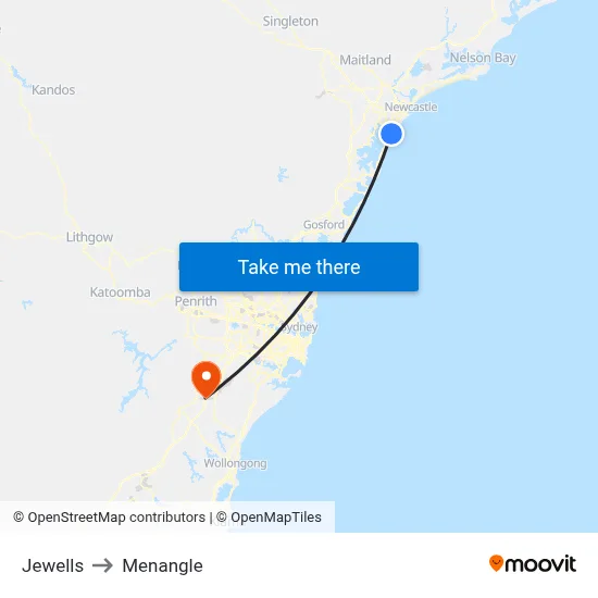 Jewells to Menangle map