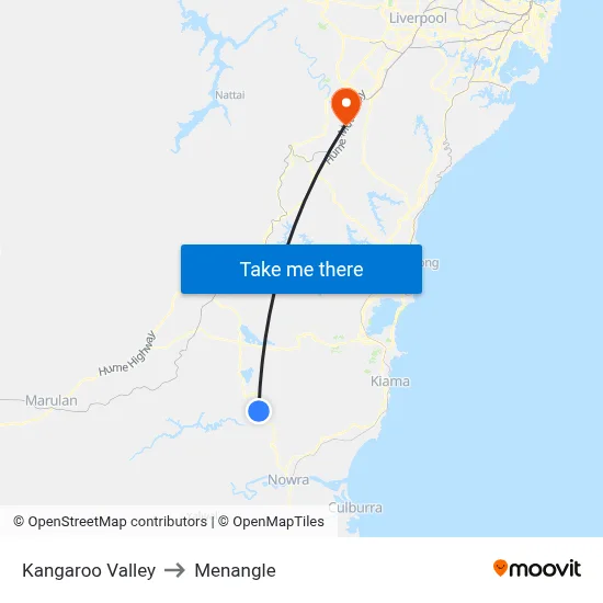 Kangaroo Valley to Menangle map