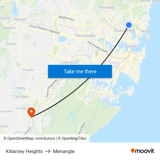 Killarney Heights to Menangle map