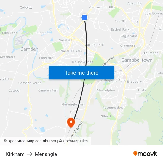 Kirkham to Menangle map