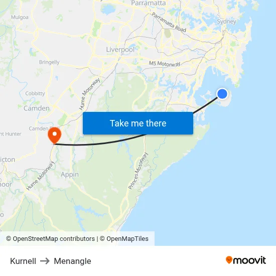 Kurnell to Menangle map