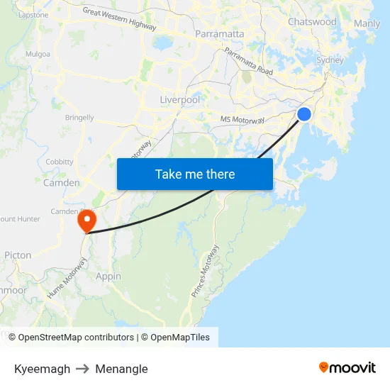 Kyeemagh to Menangle map