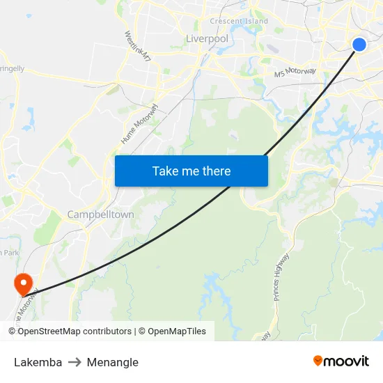 Lakemba to Menangle map