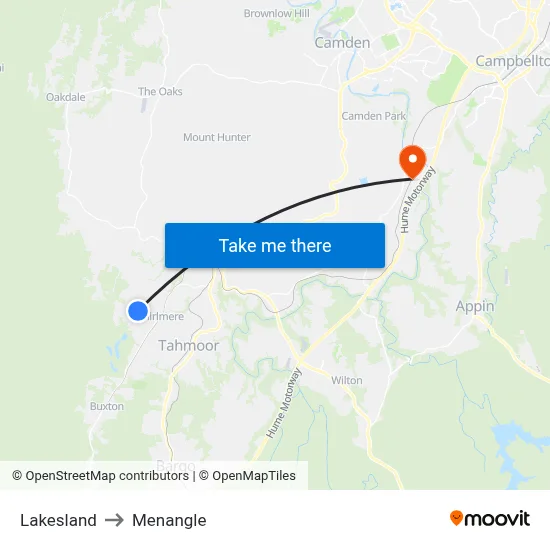 Lakesland to Menangle map