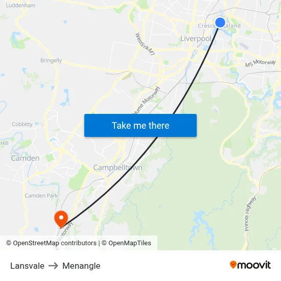 Lansvale to Menangle map