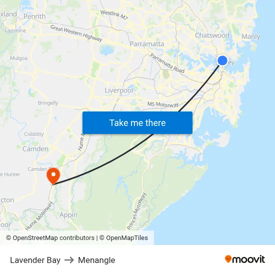 Lavender Bay to Menangle map