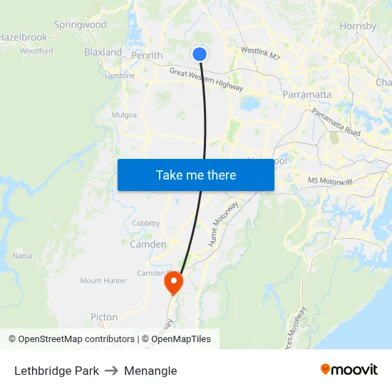 Lethbridge Park to Menangle map