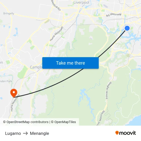 Lugarno to Menangle map