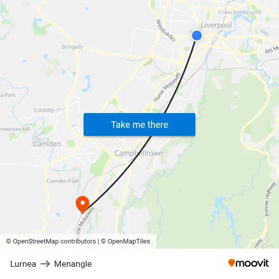 Lurnea to Menangle map