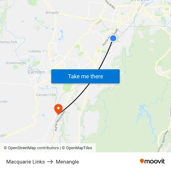Macquarie Links to Menangle map