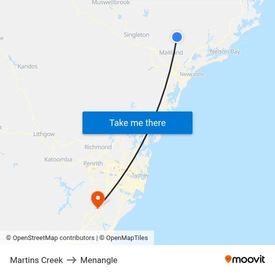 Martins Creek to Menangle map