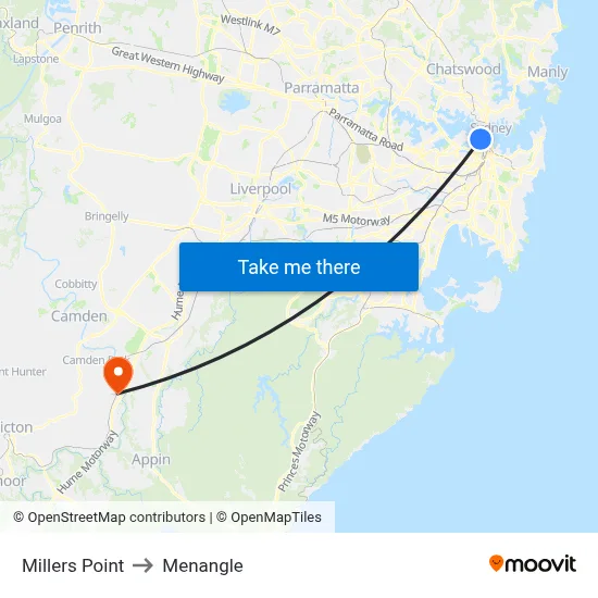 Millers Point to Menangle map